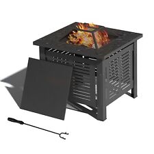 Braciere a legna 29,5" quadrato da esterno in metallo stufa patio con coperchio barbecue