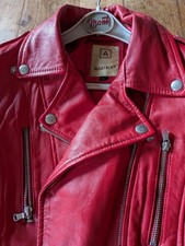 Giubbotto Pelle Donna Rosso Biker Chiodo Fibbie  Taglia M/L Nuovo