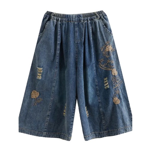 Donna ricamato pantaloni capri - donna,