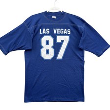 Maglietta vintage Las Vegas uomo grande blu bianca calcio maglietta 87 Sport-T anni 80