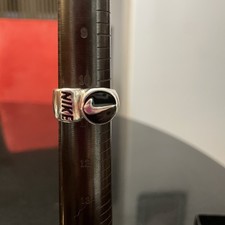 ANELLO UOMO NIKE SWOOSH VINTAGE ANNI '80 ARGENTO STERLING 925 TAGLIA 10.