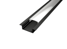 Profilo Alluminio Nero LP3010N da incasso per strisce LED 2 mt copertura a scelt