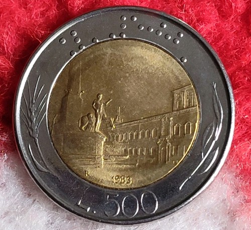 1983 italy 500 lire bimetal - lire,