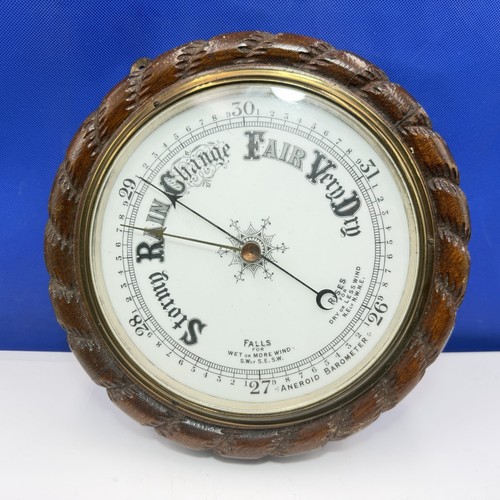 Aneroid barometer brass wooden - aneroid,