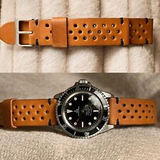 20 mm veg tanned Natural Brown Genuine Leather watch Strap speedmaster Rally