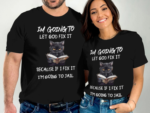 Maglietta gatto let god fix - fix, it