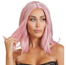 Parrucca sexy corta rosa donna sintetica come capelli veri ragazza con ciuffo