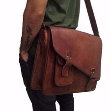 Valigetta vintage fatta a mano in pelle business laptop attaccare messenger f...