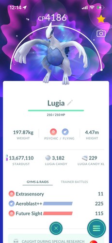 Purified apex lugia level - apex,