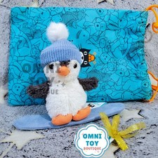 AUTENTICO NUOVO Jellycat Snowboard Arachidi Pinguino con SACCHETTO ANTIPOLVERE Regalo Spedizione Veloce