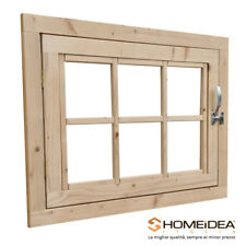 Finestra in legno apribile per casetta 81x 61cm con telaio e ferramenta