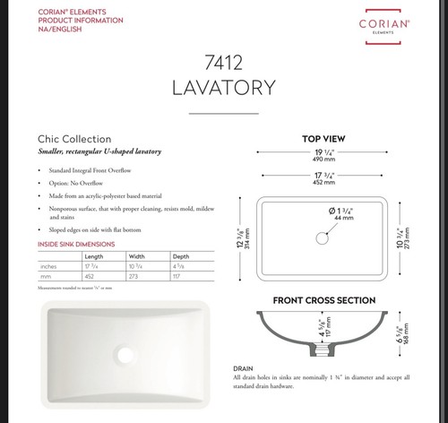 Lavello lavabo corian 7412 - lavabo,