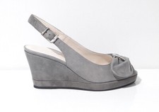 SCARPE DECOLLETE SANDALI DONNA LORBAC PELLE CAMOSCIO GRIGIO ZEPPA PLATEAU ITALY