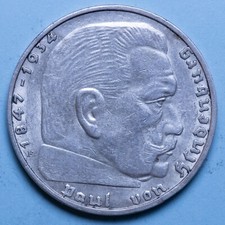 GERMANIA 2 MARCHI 1939 F  ARGENTO QSPL SILVER COIN MONETA NUMISMATICA
