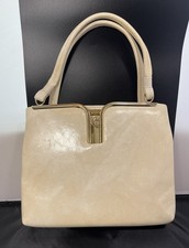 Borsetta borsetta vintage anni 60 avorio tono oro tascabile doppio manico slip a scatto