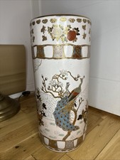 Antico portaombrelli ceramica giapponese, fioriera vaso Kutaki Satsuma vintage