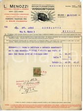1922 MILANO Ditta L. MENOZZI Fattura per manutenzione macchina da scrivere ROYAL