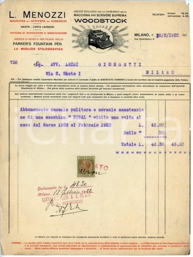 1922 milano ditta menozzi - ditta,