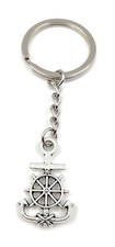 Portachiavi Nautico Nave Petroliera Barca Timone Ancora Argento Metallo