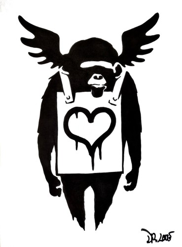Love monkey heart banksy - dr.,