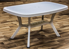 Tavolo da Giardino in Resina Bianco Effetto Rattan Rettangolare Otello Elite PAS