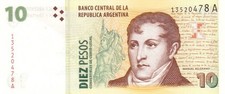 ARGENTINA 10 PESOS ANNO 1998 PICK P348 (1) UNC - FDC