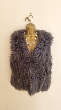Gilet in pelliccia sintetica trendy Phase Eight blu navy e beige taglia dalla 10 alla 12