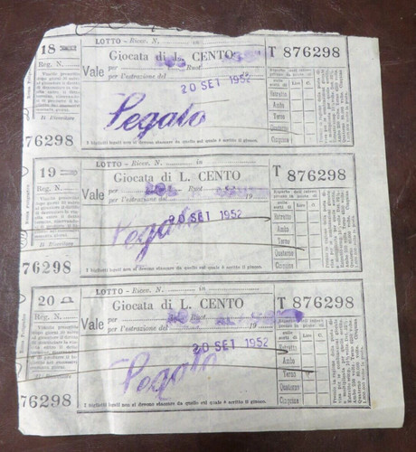 1952 giocata lotterie - giocata,