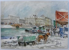 Antonello ZECCA (Milano 1944) Milano Darsena di Porta Ticinese splendida cm50x70