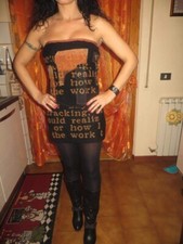 ABITO A DUE PEZZI DI LANA TG.S/42 TOP PIÙ GONNA CON PIZZO MARCHIO CYBERG WEAR