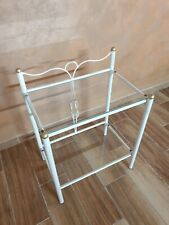 Comodino in ferro battuto Fiocco bianco decorato oro