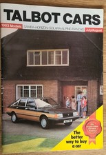  Catalogo e grafico vendite Talbot Cars Samba Horizon Solara Alphine Rancho 1983