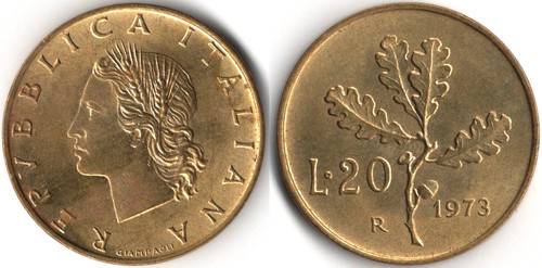 Italia lire 1973 - 20, lire,