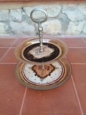 Alzatina Centrotavola Porta Dolci Portavivande Vintage Shabby Chic Vetro Peltro