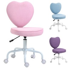 HOMCOM Sedia per Scrivania Cameretta a Forma di Cuore con 5 Rotelle Girevoli