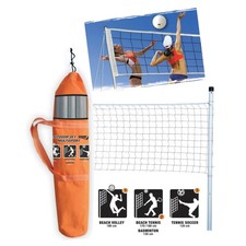 Rete Portatile Pallavolo con pali per beach volley, beach tennis, badminton e te