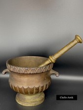 Antico Mortaio da Farmacia in Bronzo XIX sec. Biansato a Coppa