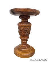 Piedistallo portavaso in legno massello scolpito a mano – Colonna d’appoggio