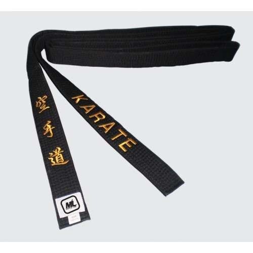 Cintura karate nera ricamata - cintura,