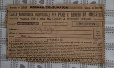 Tessera Annonaria Per Generi Alimentari RSI R.S.I. 1943 Provincia Trieste 