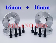 KIT 4 DISTANZIALI RUOTA 16+16mm OPEL CORSA (TYPE B-C-D-E) 4 FORI +BULLONI BLACK