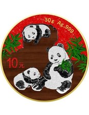 PANDA IN LEGNO Edizione Polvere di Diamanti 30g Moneta Argento 10 Yuan Cina 2025