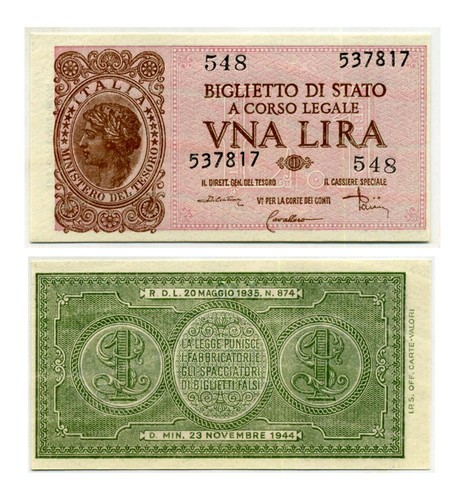 Italia lira 11 1944 - 1,