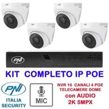 Kit di videosorveglianza NVR con 4 porte POE e 4 TELECAMERE DOME IP 2K 2025