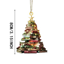 Decorazioni Natalizie 2D Stampa Piatta in Acrilico Libri Ciondolo Casa Albero Fi