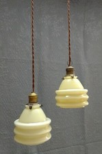 ORIGINALE OPALINE PENDANT LIGHT LAMPADA A SOSPENSIONE IN VETRO OPALINO ART DECO'