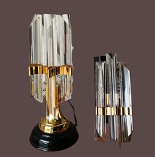 LAMPADA + APPLIQUE CRISTALLO TIPO SCIOLARI VINTAGE ANNI 70 DA COLLEZIONE