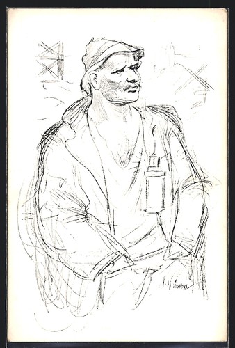 Cartolina artista minatore - cartolina, d'artista