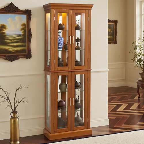 Wooden curio lighted - lighted, display