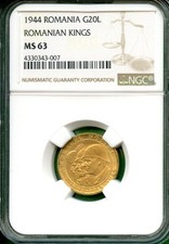 1944  ROMANIA    GOLD 20L